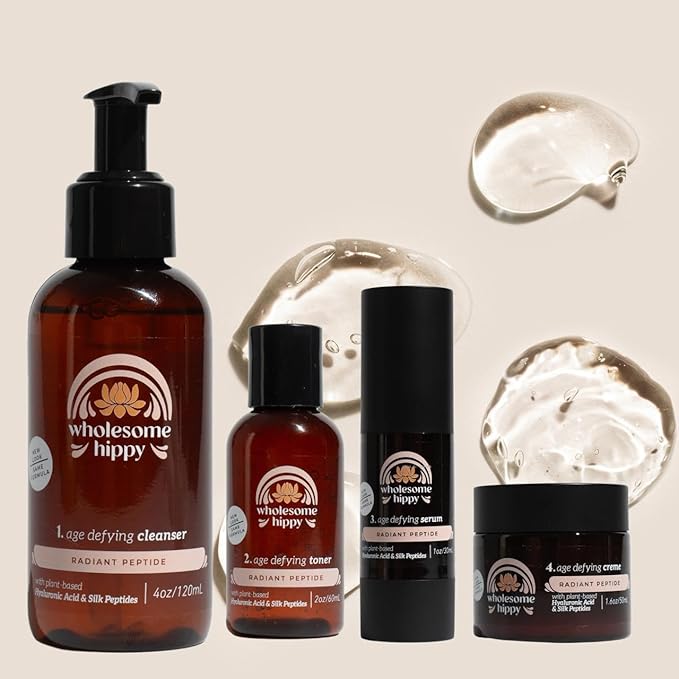Wholesome Hippy Age-Defying Skincare Bundle â Cleanser, Toner, Serum & Cream