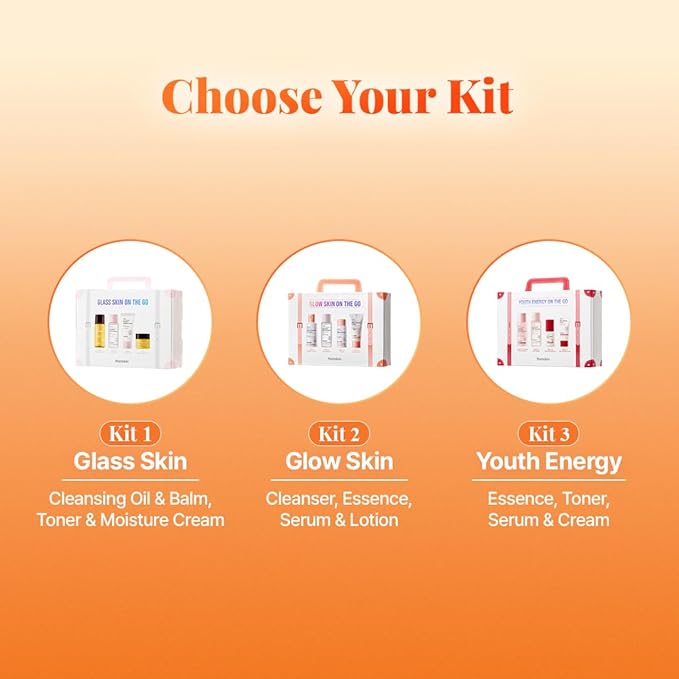Hanskin Glow Skin On the Go Kit–Brightening & Hydrating Mini Skincare Set with Cleanser, Essence, Serum & Lotion | TSA-Friendly Travel Kit, Holiday Gift, Stocking Stuffer, Teen Girl & Women’s Skincare