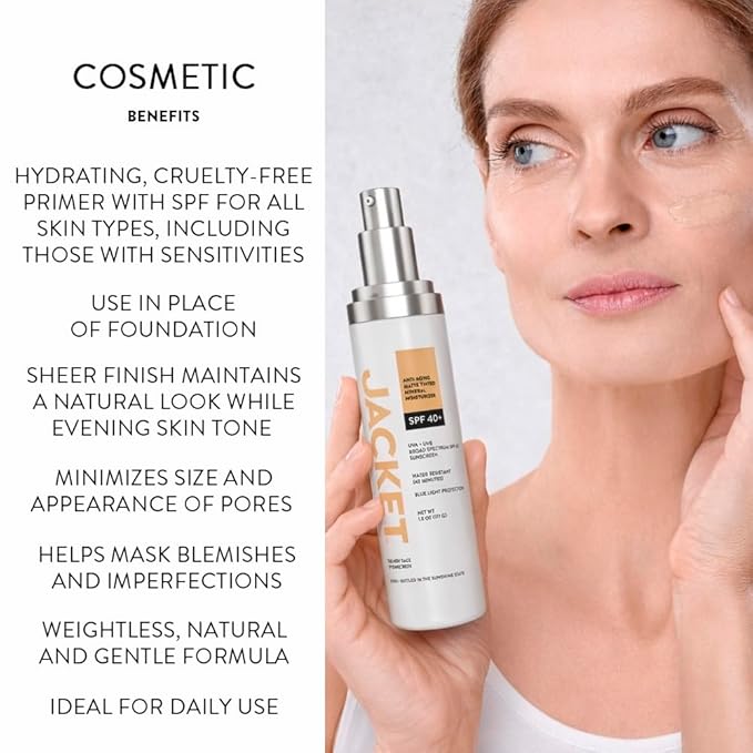 SPF 40+ Anti-Aging Tinted Mineral Moisturizer for Face, Broad Spectrum Sunscreen with Matte Finish, Lightweight Water-Resistant Daily UV Protection, Blue Light Defense, Hydrating Skin-Perfecting Tint