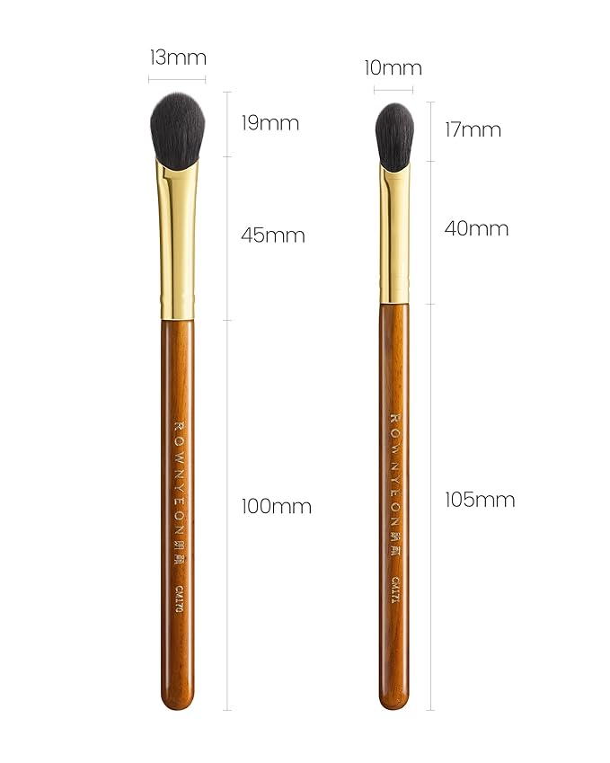 Desert Oak Series Thumb Eyeshadow Brush DUO Set - Large & Small, Curved Finger Contour for Lid & Crease, Premium Goat Hair & Bubinga Handle, Perfect Pair for Blending, Shimmer & Detail (CM 170 & 171)