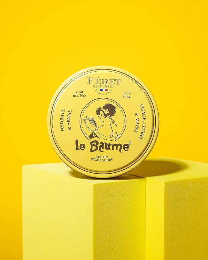 Feret Parfumeur Le Baume Multi-Purpose Balm – Rose Poudré – Deeply Hydrating Moisturizer for Dry Cracked Skin,Cuticles - Natural Lip Balm with Shea Butter & Honey – Pack 2-50ml/1.7 Ounce