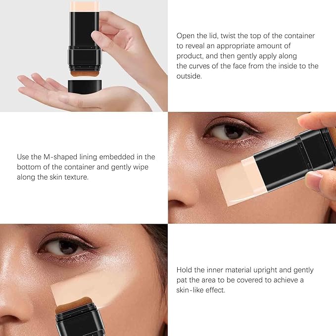 Foundation Stick with Brush, SPF 50, Hydrating Anti Wrinkle Non-Sticky Matte Finish Sun Protection for Face and Body, Long-lasting Travel Size Korean Skin Care Sun Stick (Medium, 0.71oz)