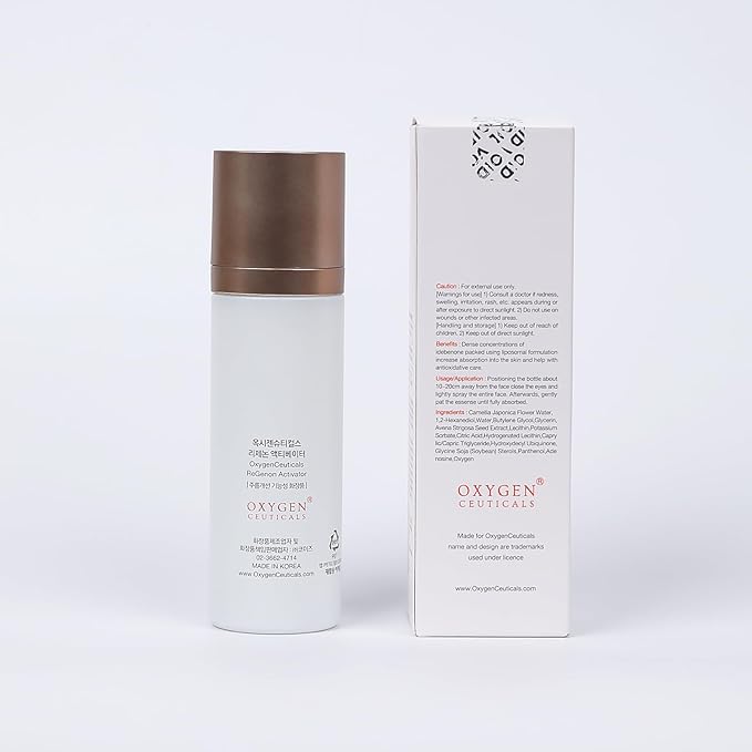 OxygenCeuticals ReGenon Activator – Antioxidant Ampoule Mist with Camellia Flower Water, Oat Seed Extract, Lecithin & Oxygen, Hydrating & Brightening Toner Mist. 3.38 fl.oz (100ml)