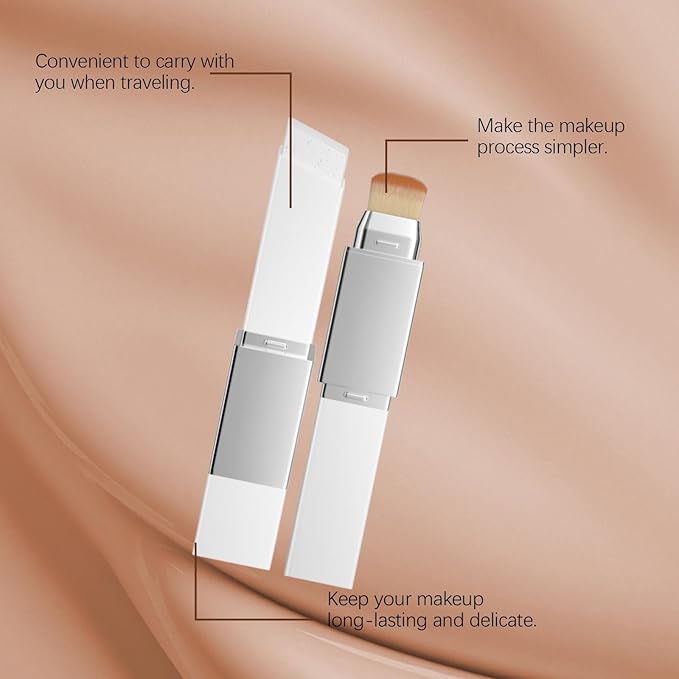 Color Changing Foundation Stick - 2 in 1 Foundation Stick with Brush, Hydrating Concealer Base Makeup, Korean Skin Care Foundation Stick, Perfect Match For All Skin Tones (Dark)