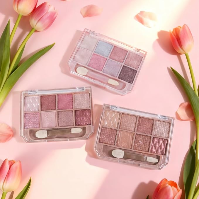 SUAKE Nude Pink Eyeshadow Palette, Matte & Shimmer, High Pigmented 12 Colors Brown Purple Eye Shadow Primers for Eye Makeup, Korean Powder Palet de sombras de ojos (05-Aurora Candy)