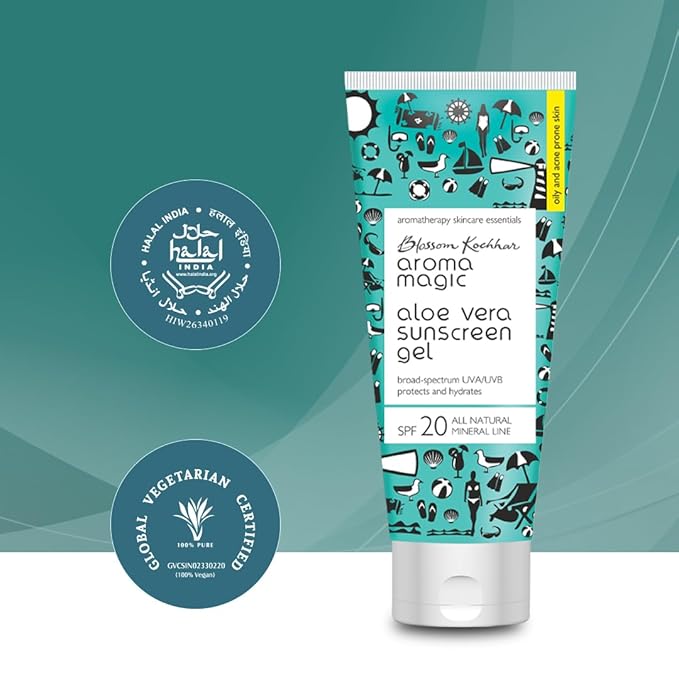 Aroma Magic Aloe Vera SPF 20 Sunscreen Body Gel | 3.38 Fl Oz (100ml) | with Broad Spectrum UVA/UVB Protection | Natural Face Sunblock for Men & Women
