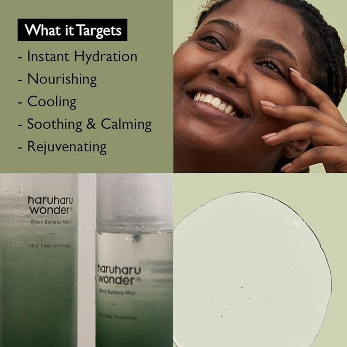 Haruharu Wonder Black Rice Hyaluronic Toner for Sensitive Skin & Black Bamboo Mist Bundle