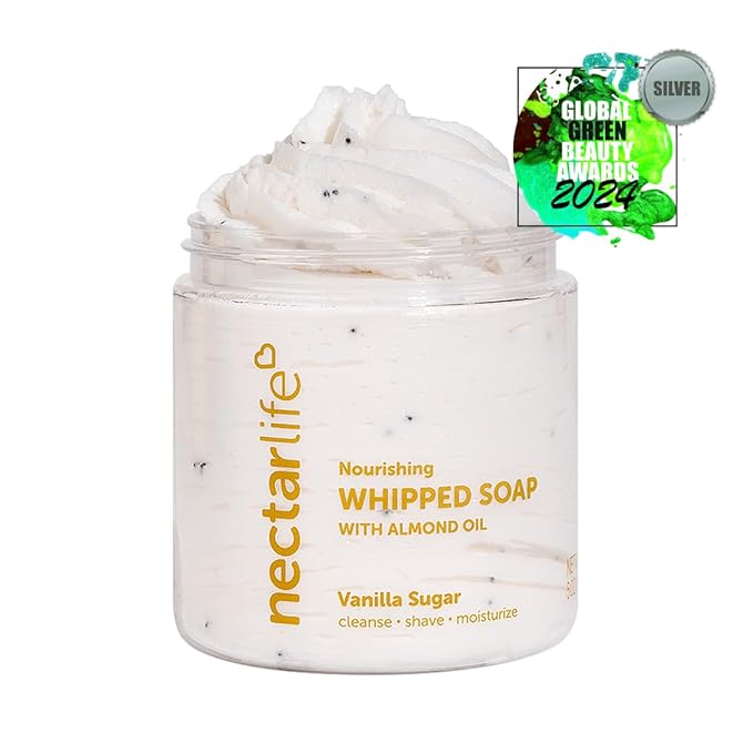 Nectar Life Nourishing Whipped Soap and Shave Butter with Almond Oil, Vanilla Sugar, Set of 3, 5 Oz Each