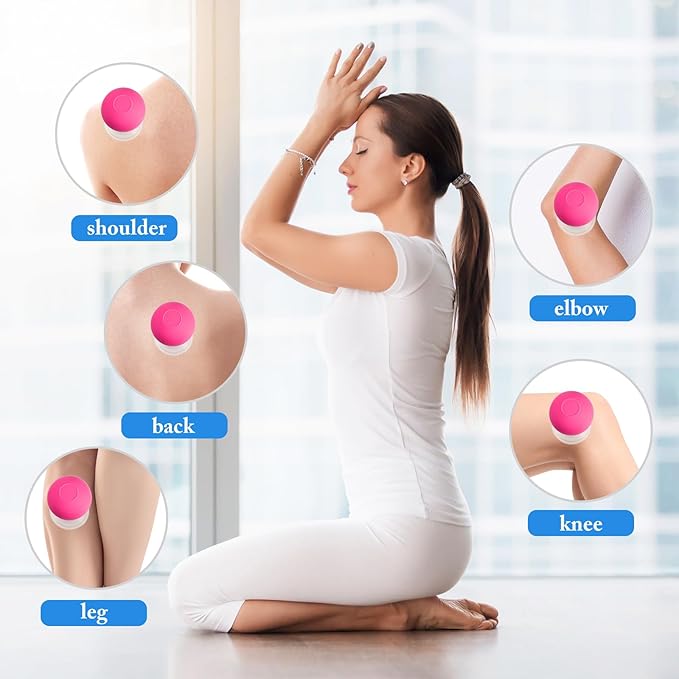 Nuanchu 2 Pieces Facial Cupping Set, Glass Cupping Cups Glass Silicone Cups Vacuum Suction for Face Skin Back Shoulder Muscle(1 Inch and 0.4 Inch Diameter,Rose Red)