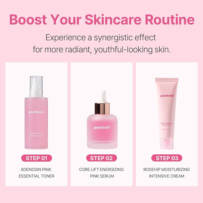 Adenosin Pink Essential Toner 150ml / 5.07fl.oz Hydrating & Firming Toner for Wrinkles, Fine Lines & Dull Skin, Peptides for Radiance, Korean Skincare