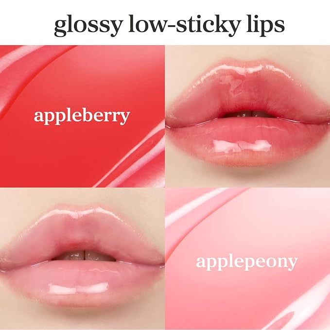 NOONI Korean Lip Oil Set - Appleberry & Applepeony - Long-Lasting, Moisturizing, Revitalizing - Waterproof, No Peel Off, Stocking Stuffers (2EA, 0.12 fl oz)