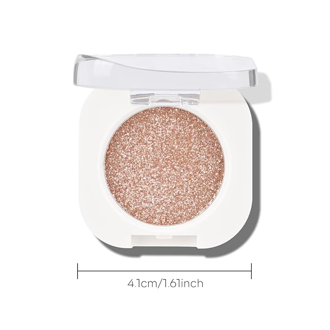 KYDA Champagne Glitter Single Eyeshadow, Champagne Shimmer Glow Eyeshadow, Ultra-fine Lightweight, Crease-proof High Pigmented Formula, Mini Glitter Eyes Makeup, Moonstone