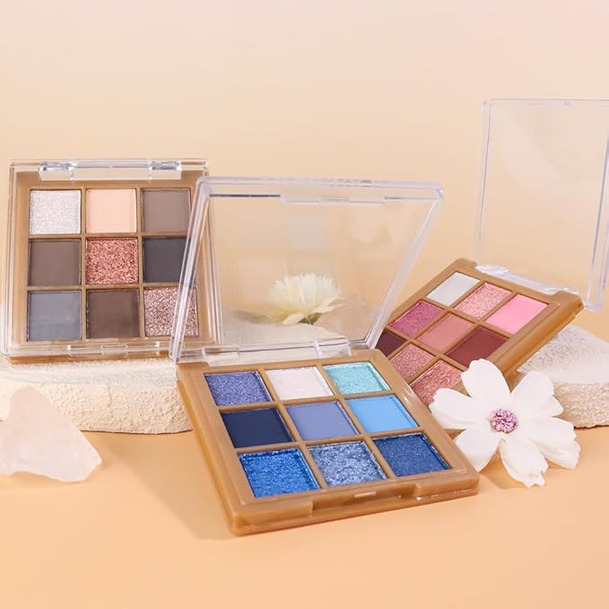 9 Colors Eye Shadow Palettes Makeup,Rose Gold Nude Brown Grey Smoky Eyeshadow Palette for Older Women,Natural Powde Eye Shadows Waterproof Long Lasting Naturing-Looking,Travel Size Makeup Pallete