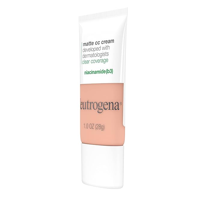 Neutrogena Clear Coverage Flawless Matte CC Cream, Full-Coverage Color Correcting Cream Face Makeup with Niacinamide (b3), Hypoallergenic, Oil Free & Fragrance Free, Vanilla, 1 oz