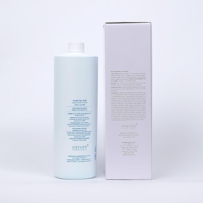OxygenCeuticals Toning Gel – Premium Hydrating Gel Toner with Centella & Licorice Root Extracts, Adenosine Anti-Wrinkle, Soothing Care for Dry & Sensitive Post-Treatment Skin. 33.8 fl.oz (1000ml)