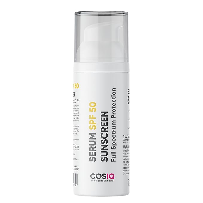 Cos-IQ Sunscreen SPF 50 Serum, PA++++ | For Oily, Dry, Acne-prone Skin |Ultra Lightweight Texture |Non-Greasy |No White Cast |Broad Spectrum Protection & Blue Light Protection | For Men & Women | 30ml