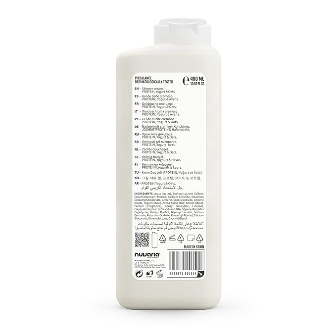 Dicora Urban Fit Shower Cream - Hydrating In Shower Body Lotion - Wet Shower Moisturizer for Sensitive Skin - Protein Yogurt and Oats Avena - 13.5 oz