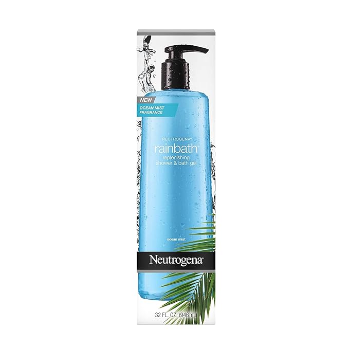 Neutrogena Rainbath Replenishing and Cleansing Shower and Bath Gel, Moisturizing Body Wash and Shaving Gel with Clean Rinsing Lather, Ocean Mist Scent, 32 fl. oz (Pack of 2)