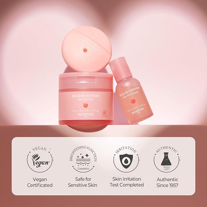 SKINFOOD Peach Matte & Hydrate Control Duo – Dual-Texture Zinc PCA Toner Pads and Hydrating Peach Tone-Up Cream for Mattified, Refreshed, and Radiant Skin
