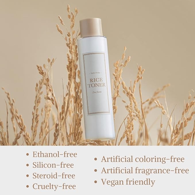 I'm from Rice Toner, Mini Size, Travel Essentials, Hydrating for Dry, Dull, Combination Skin, Vegan, Fragrance Free, Glass Skin, Korean Face Care 1.01 Fl Oz