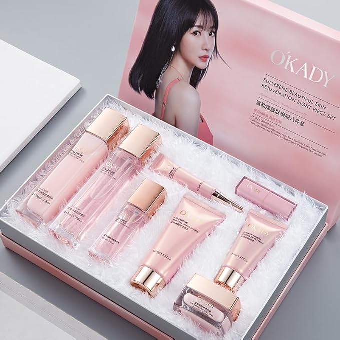 8-in-1 Skincare & Makeup Gift Set with Antioxidant Complex – Cleanser, Toner, Lotion,Serum, Eye Cream,BB Cream & Velvet Lip Color – Hydrating Routine for All Skin Types, Daily Glow Essentials 