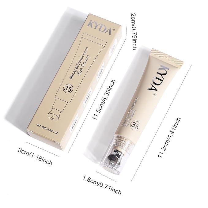 KYDA Mineral Eye Cream, Tined Eye Cream Color Corrector, 3-in-1 Anti-Aging Eye Cream for Dark Circle and Fine Lines, SPF 35, Light