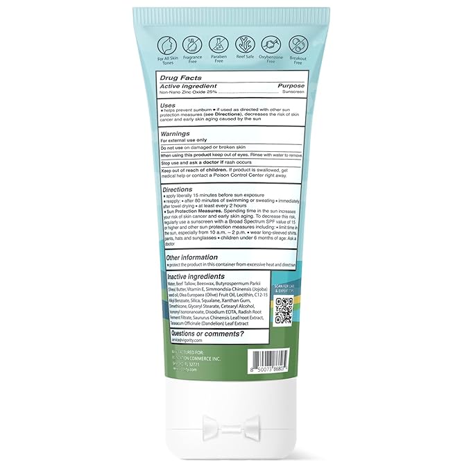 Beef Tallow Sunscreen with Zinc Oxide: Natural Non-Toxic SPF 50 Tallow Sunblock Cream for Face & Body - with 10 Food-Grade Botanical Extracts (SPF 50 (Pack of 2))