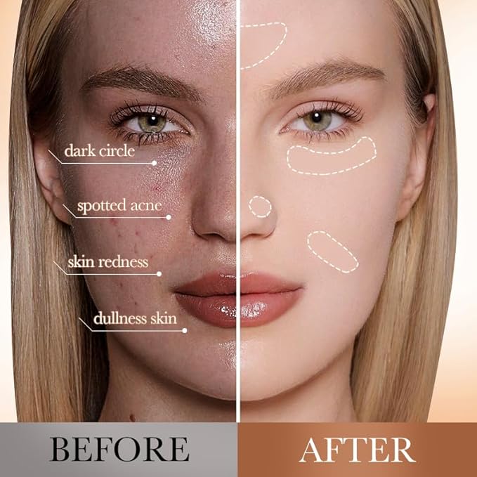 2 In 1 Cushion Foundation Makeup Double Layer Air Cushion BB Cream & Oil-Control Setting Powder, Concealer Full Coverage, Long-Lasting and Even For All Skin Types (Light)