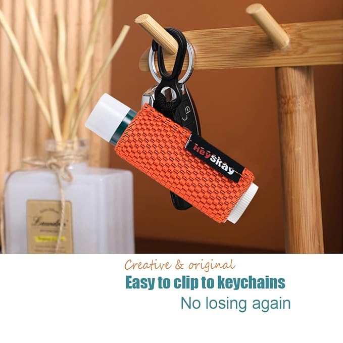HEYSKAY 5PCS Lip Balm Holder Lipstick Sleeves Keychain Lip Gloss Holder Keychain Chapstick Elastic Sleeves(Black x5)
