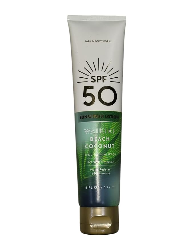 Bath & Body Works Waikiki Beach Coconut Broad Spectrum SPF 50 Sunscreen Lotion - 6 fl oz / 177 mL (Waikiki Beach Coconut, 50, Sun Protection Factor (SPF))