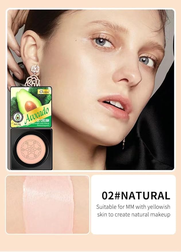 O'CHEAL Mushroom Head Air Cushion BB Cream Foundation Cream for Face Makeup Concealer Cushion for Face Comestics Make Up Cushion Compact Natural