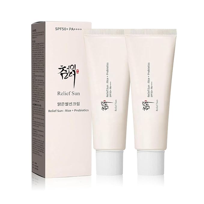 Organic Korean sunscreen SPF50+, PA++++ Riceand Probiotics | Korean Skin Care Solution for All Skin TypesNourishing Skin Protection and UV Def(2PCS 1.69 fl)