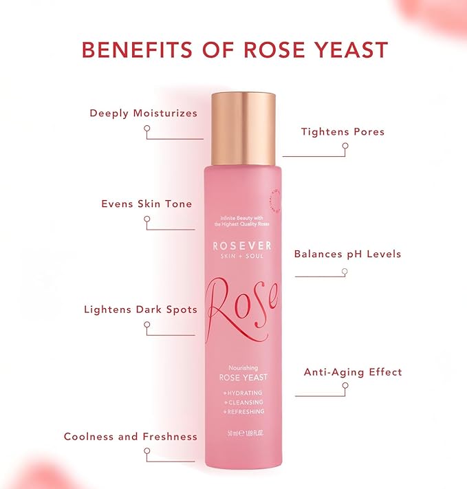 Rose Yeast Face Mist 1.7 fl oz | 100% Rosa Damascena Flower Water | Hydrating Facial Spray for Skin Care, Toning & Refreshing Use