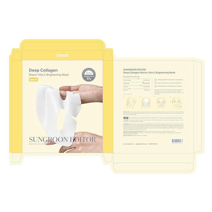 SUNGBOON EDITOR Deep Collagen Niacin-Vita C Overnight Mask | Brightening & Wrinkle Care Mask | 2,160,000PPB Collagen + Niacinamide + Vita C | Korean Skincare, 4ea | Gifts for Women