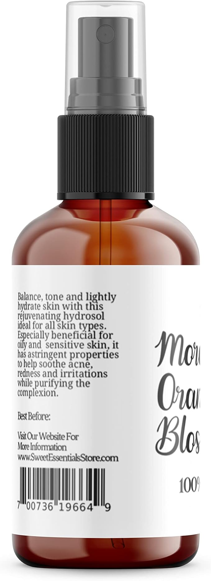 Premium Organic Moroccan Orange Blossom (Neroli) Water | 4oz Spray Imported from Morocco | Food Grade | Packed with Natural Antioxidants. Perfect for Hydrating & Rejuvenating Your Face & Neck