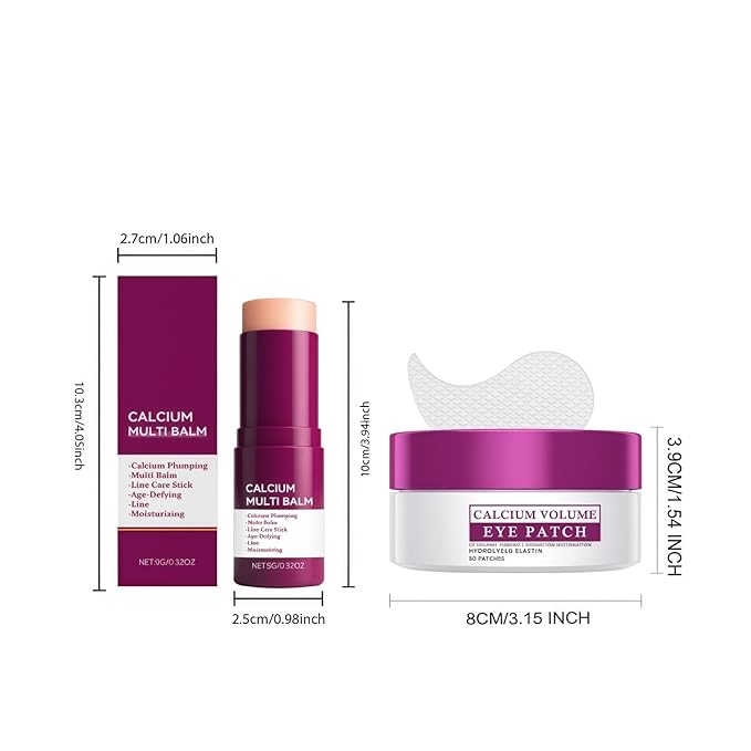 Eye Care Duo – Calcium Multi Balm Stick + Hydrogel Under Eye Patches (60ea, 30 Pairs), Collagen Moisturizing & Hydrating Treatment for Eyes, Neck & Wrinkles, Travel-Friendly Skincare Set