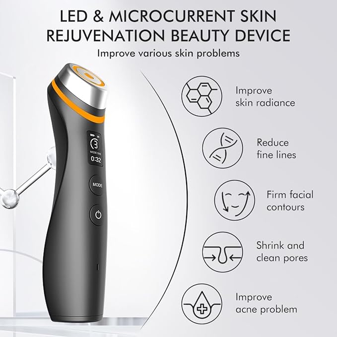 Pro Anti-Wrinkle Device| 6-in-1 Real Glass Glow Beauty Massager with 5 Modes | Looking Glass Skin | Korean Skin Care Enhanced Absorption, Elasticity,Facial Neck Lifting, Firming and Pore Care