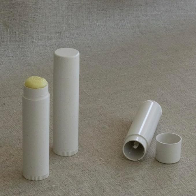 GreenWay 0.15oz / 4.25g Bamboo Lip Balm Tubes with Lids - 25 Pack Twisting Empty Chapstick Tubes - Plastic-free Refillable Lip Gloss Tube - Eco-Friendly DIY Cosmetic Containers – White