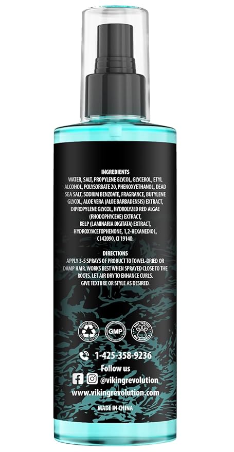 Viking Revolution Sea Salt Spray for Men - Hair Texturizing Spray with Kelp, Aloe Vera and Red Algae Extract - Surf Sprays to Add Volume and Texture for Men and Women Beach Hair - 8.8oz