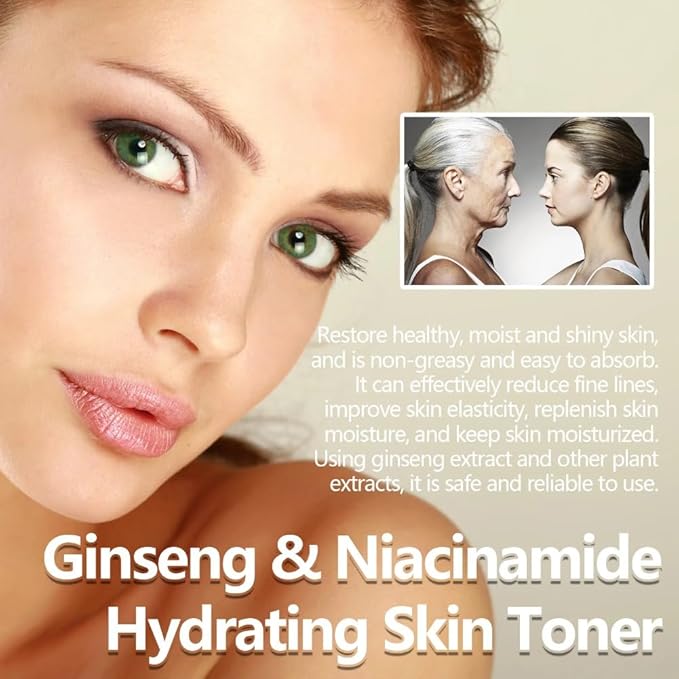 2PCS Ginseng Facial Toner Shrink Pore Moisturizing Oil Smoothing Whitening Facial Skin Care Toner Water
