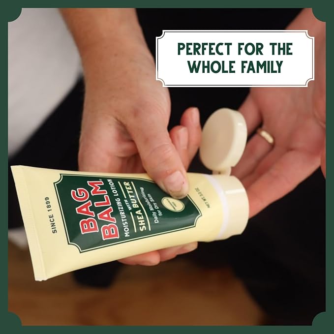 Bag Balm Vermont's Original Hand & Body Dry Skin Lotion with Shea Butter and Jojoba, Daily Hand Lotion for Dry Hands - Fragrance-Free, Non-Greasy Hand Moisturizer, Tube - 3oz, 2 Pack