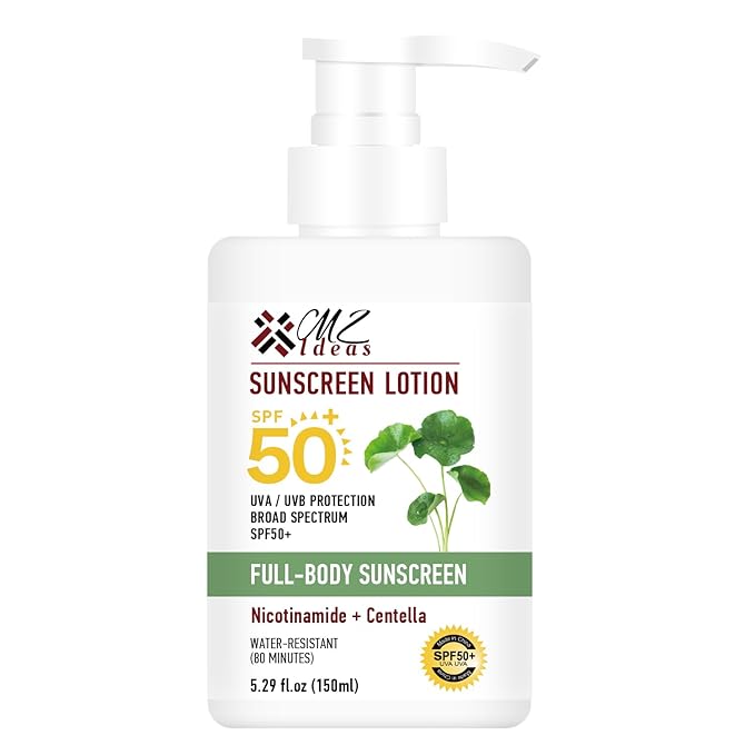 Full-Body Sunscreen Lotion, SPF 50+, Broad Spectrum UVA/UVB Protection with Niacinamide, Centella, Water-Resistant, 5.29 fl oz