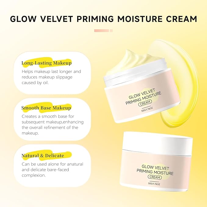2026 New Glow Velvet Priming Moisture Cream, Pore Blurring and Makeup Gripping Primer, Hydrate and Lock Makeup All Day, Korean Skin Care for All Skin -1pcs