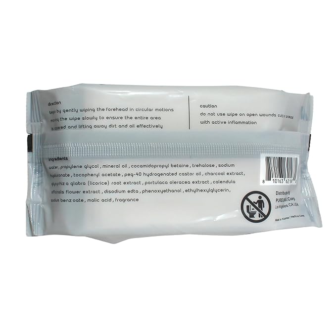 PB & JAY Cleancare Cleansing Wipes – 30 Count – Makeup Remover for Deep Clean & Fresh Skin – Hydrating Korean Face Wipes for Sensitive Skin (Charcoal)