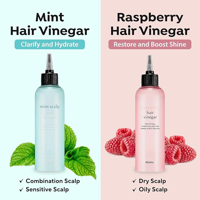 A’PIEU Mint Hair Vinegar for Scalp Cooling & Refreshing Care, Detox & Clarifying Treatment for Dandruff & Buildup, Smooth & Shiny Hair, pH Balancing, Korean Haircare, 6.76 fl oz