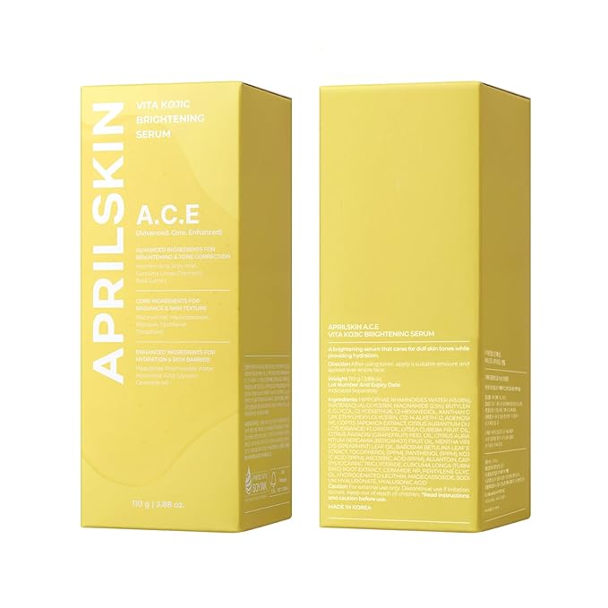 APRILSKIN A.C.E Serum|Vita Kojic Serum for Brightening & Glow|3-Second Brightening|Kojic Acid & Vitamin C for Uneven Skin Tone|Korean Skin Care|3.88 oz.