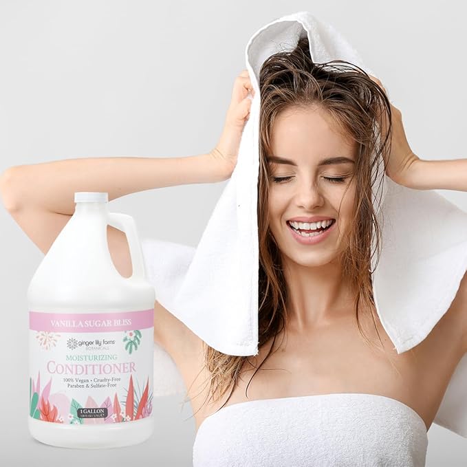 Ginger Lily Farms Botanicals Moisturizing Conditioner for Dry Hair, 100% Vegan & Cruelty-Free, Vanilla Sugar Bliss Scent, 1 Gallon (128 fl oz) Refill
