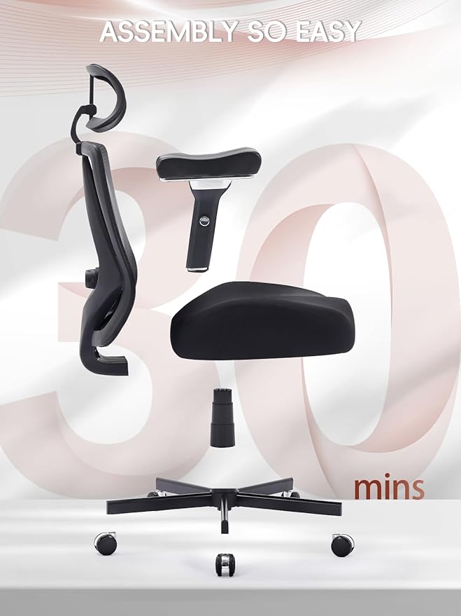 Big and Tall Office Chair 700lbs, Ergonomic Desk Chair with W Wide Thick Cushion, Executive Mesh Office Chair with Adjustable Headrest, Lumbar, 4D Armrest, Computer Task Chairs for Heavy People, Black