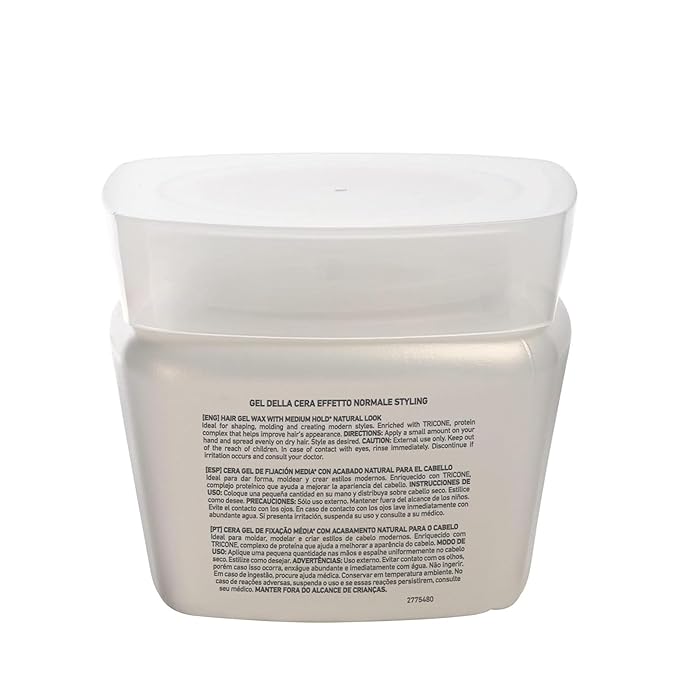 Tec Italy Gel Dela Cera Effetto Normale, Medium Hold Hair Gel for All Hair Types, Natural Finish Styling Gel with Shine & Definition, 9.88 oz (280 g)
