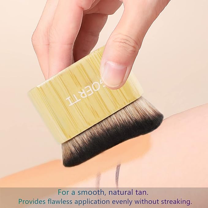 Large Self Tanner Brush GOERTI Blend & Blur Body Brush for Leg & Body Makeup Kabuki Foundation Applicator Streak-Free Blending for Self Tanner Lotion, Bronzer Powder, Liquid Foundation, Tanning Mousse